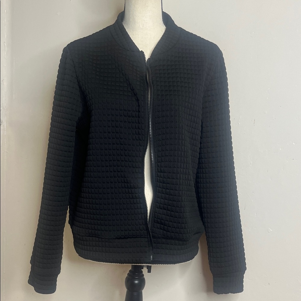 Women's Black Quilted Bomber Jacket